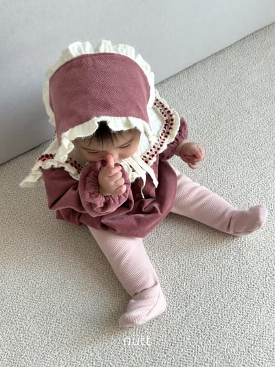 Nutt03｜(3m-16m) 翻領磨毛包屁衣含髮帶14