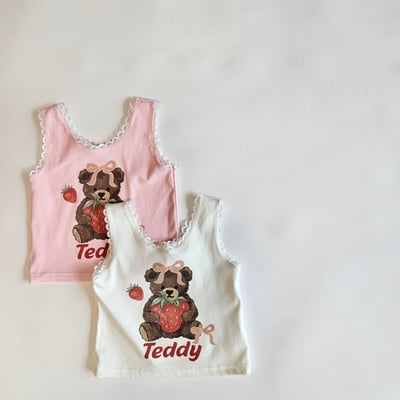 1st blue40｜(~93-118cm) 小熊印花花邊背心3