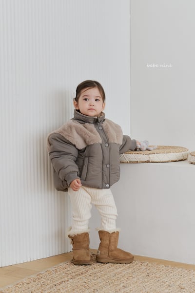 bebe nine36 (65cm-115cm) 2色刷毛暗釦拉鍊連帽小兔外套(帽可拆)5