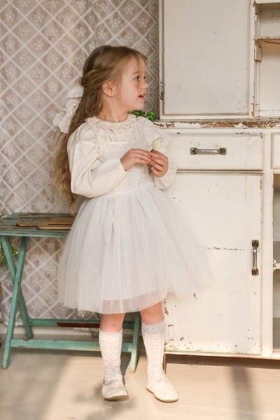 FLO37｜(75-140) 2色法式細肩薄紗洋裝8