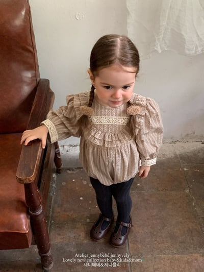 JE574｜(66-90cm) 花邊領條紋包屁衣8