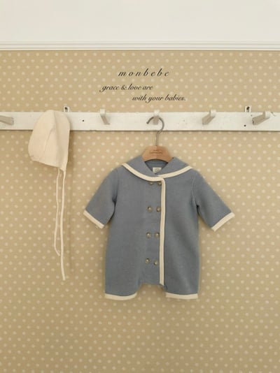 MONBEBE29｜(3m-24m) 滾邊排扣翻領連身衣17