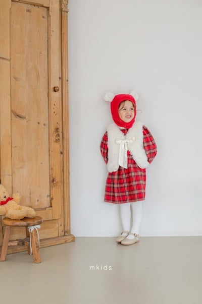 M-KIDS31｜(55-95cm) 1色刷毛緞帶背心8