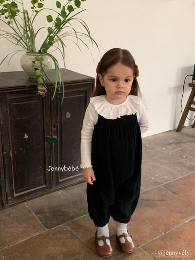 JE566｜(73-100cm) 百搭荷葉領上衣/棉紗吊帶褲11