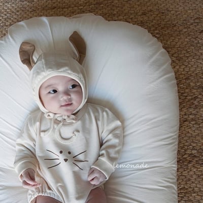 LEMONADE45｜(55cm-85cm) 2色小貓包屁衣含帽子3