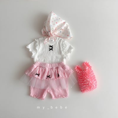 my_bebe20｜(80-120cm) 抓皺無袖緞帶套裝3