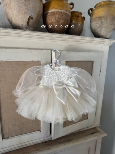 Marron57｜(3m-18m) 絲帶薄紗澎澎洋裝包屁衣17