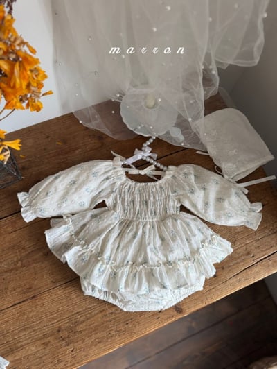 Marron32｜(3m-18m) 春日碎花荷葉包屁裙11