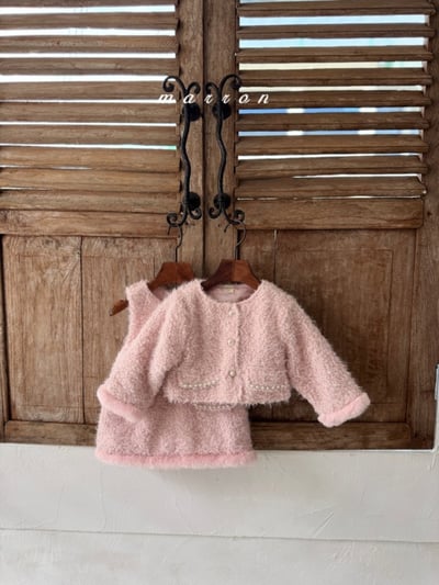 Marron 23｜(1y-6y) 羽毛珍珠背心洋裝9