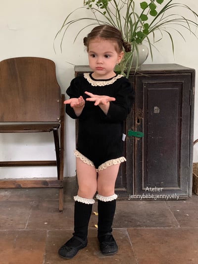 JE578｜(66-90cm) 蕾絲捲邊包屁衣/蕾絲花邊無根襪18