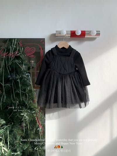 JE 418｜(80-110cm)  絎縫線蕾絲洋裝6