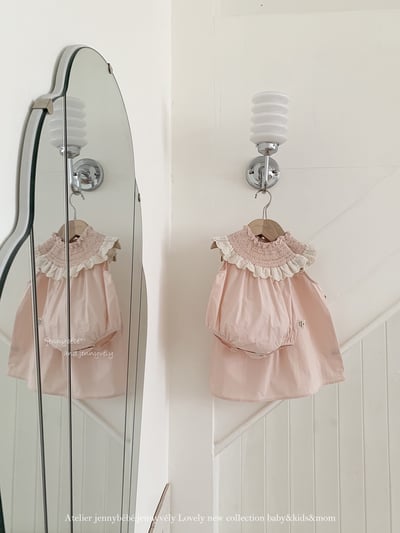 JE60｜(66-120cm) 粉嫩花邊領包屁衣/洋裝16