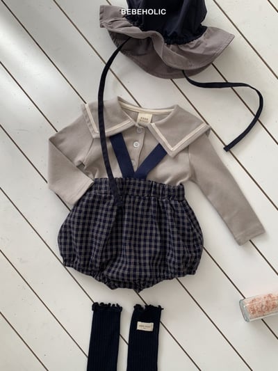 Bebe holic27｜(3m-18m) 格紋吊帶包屁褲2