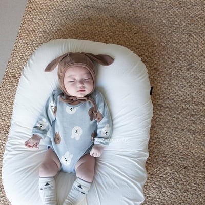 LEMONADE46｜(55cm-85cm) 2色小熊包屁衣長褲含帽子5