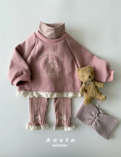 AOSTA08｜(6m-5y) 磨毛蝴蝶蕾絲緊身褲3