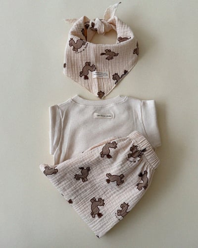 AOSTA24｜(6m-5y) 印花棉麻領巾9