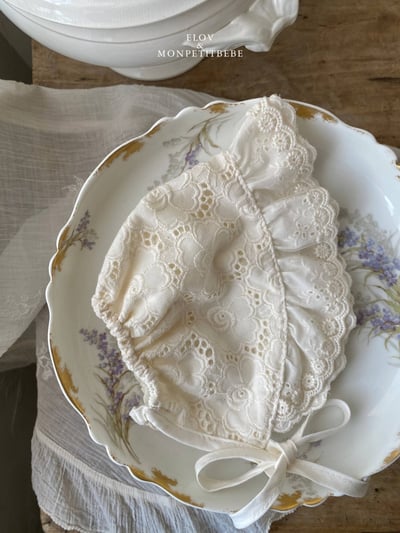 Mon petit01｜(66-90cm) 蕾絲花邊綁帶帽4