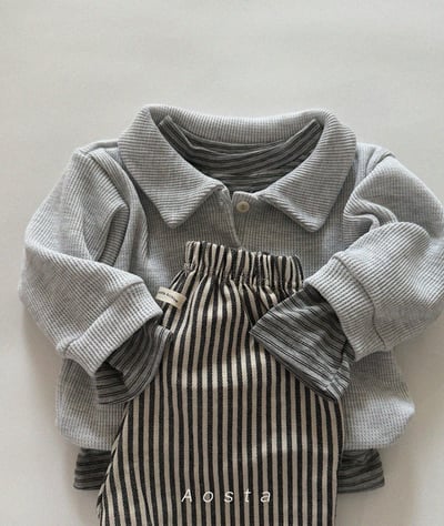 AOSTA32｜(6m-5y) 華夫格有領上衣7
