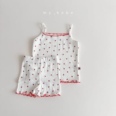 my_bebe24｜(80-120cm) 捲邊細肩家居服組11