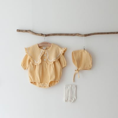 LEMONADE14｜(55cm-85cm) 2色波浪邊大翻領包屁衣含帽子20