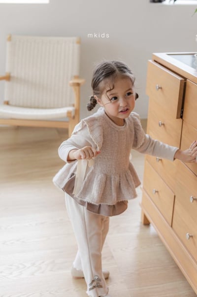 M-KIDS26｜(65-115cm) 2色蝴蝶結緞帶捲邊喇叭褲14