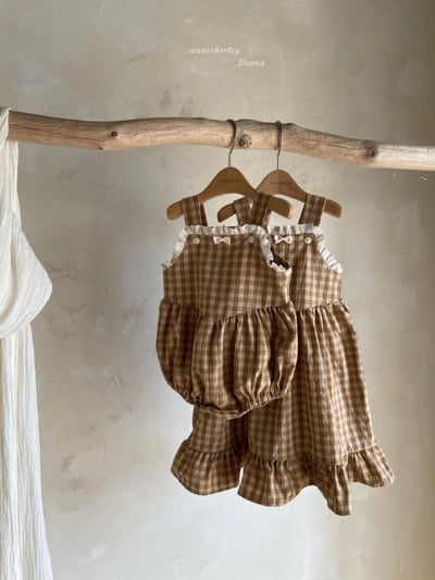 Anne Shirley10｜(1y-5y) 1色格紋蕾絲花邊吊帶洋裝2