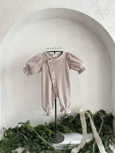 MONBEBE52｜(0m-6m) 4色貴氣排釦連身衣3