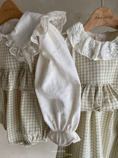 Anne Shirley02｜(3m-22m) 1色格紋綁帶荷葉包屁衣9