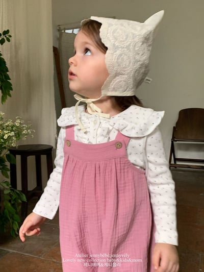 JE566｜(73-100cm) 百搭荷葉領上衣/棉紗吊帶褲20