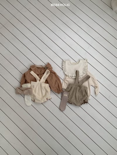 Bebe holic48｜(3m-18m) 壓紋吊帶滾邊包屁褲5