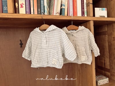 Valubebe 09｜(65-90cm) 格子連帽口袋衣1