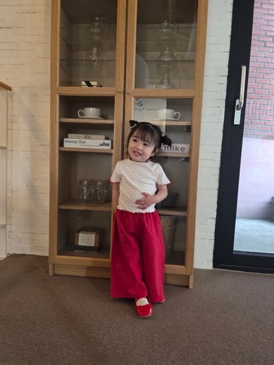 Color10｜(75-115cm) 愛心口袋直筒褲11