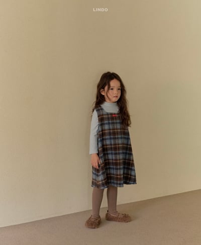 Lindo66｜(80cm-125cm) 背心格紋洋裝22