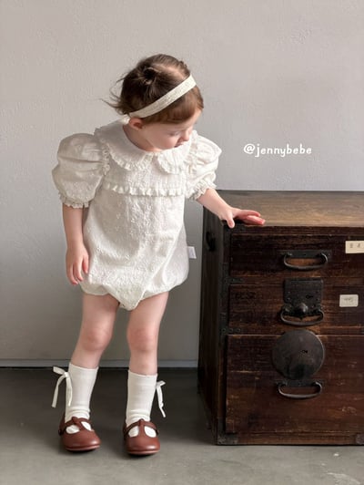 JE716｜(66-90cm) 壓紋花朵包屁衣6