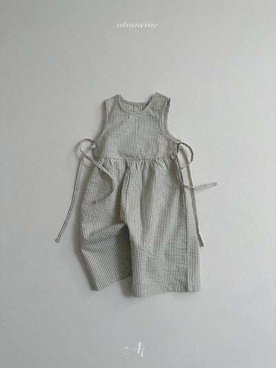 Atomeme21｜(70-110) 條紋綁帶連身褲8