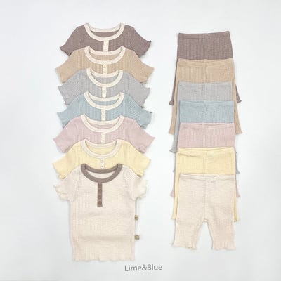 LIME&BLUE03｜(80-118cm)  素色鈕釦居家服1