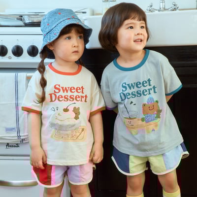 1st blue30｜(~93-118cm) 甜點印花上衣1