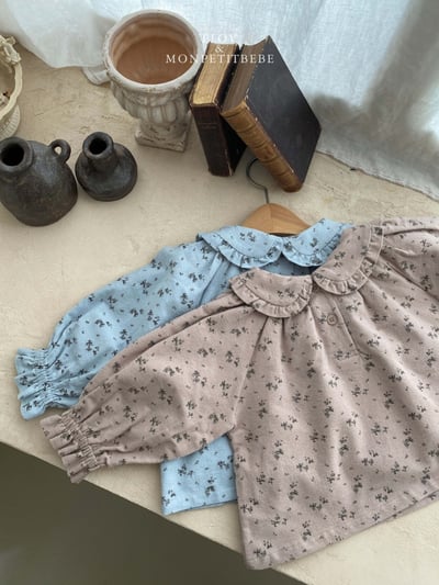 Monpetitbebe05｜(70cm-110cm) 荷葉領邊穗花襯衫6