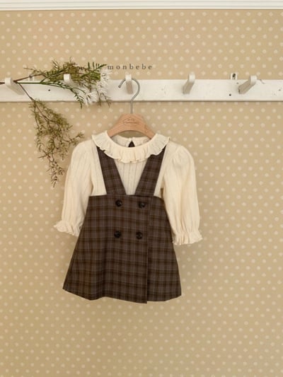 MONBEBE33｜(1y-8y) 排釦格紋吊帶裙8
