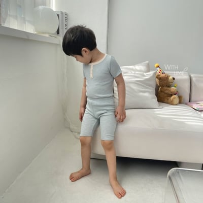 LIME&BLUE03｜(80-118cm)  素色鈕釦居家服17