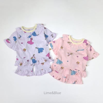 LIME&BLUE36｜(80-118cm MOM)  公主荷葉邊親子套裝7