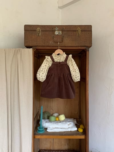 JE589｜(73cm-120cm) 燈芯絨背心洋裝/碎花荷葉上衣22