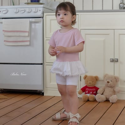 bebe nine33  (65cm-115cm) 3色素色蕾絲拼接上衣7