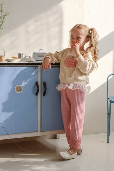 FLO18｜(75-140) 3色蕾絲滾邊直筒長褲11