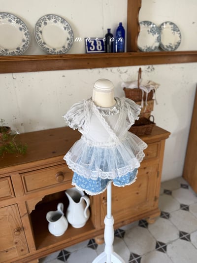 Marron17｜(1y-6y) 牛仔碎花蕾絲褲4