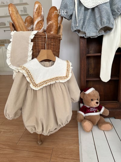 Nutt03｜(3m-16m) 翻領磨毛包屁衣含髮帶18