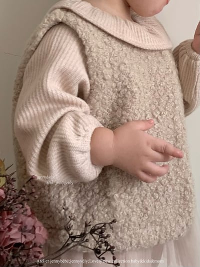 JE617｜(73cm-110cm) 翻領蝴蝶結薄紗包屁衣/羊羔毛背心25