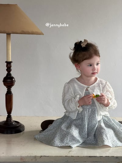 JE721｜(73-100cm) 天藍碎花細肩洋裝/壓紋開襟外套13