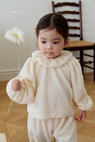 bebe nine41 (65cm-115cm) 2色抓絨荷葉領套裝2