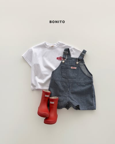 Bonito23｜(75cm-125cm) 3色直條紋吊帶短褲11